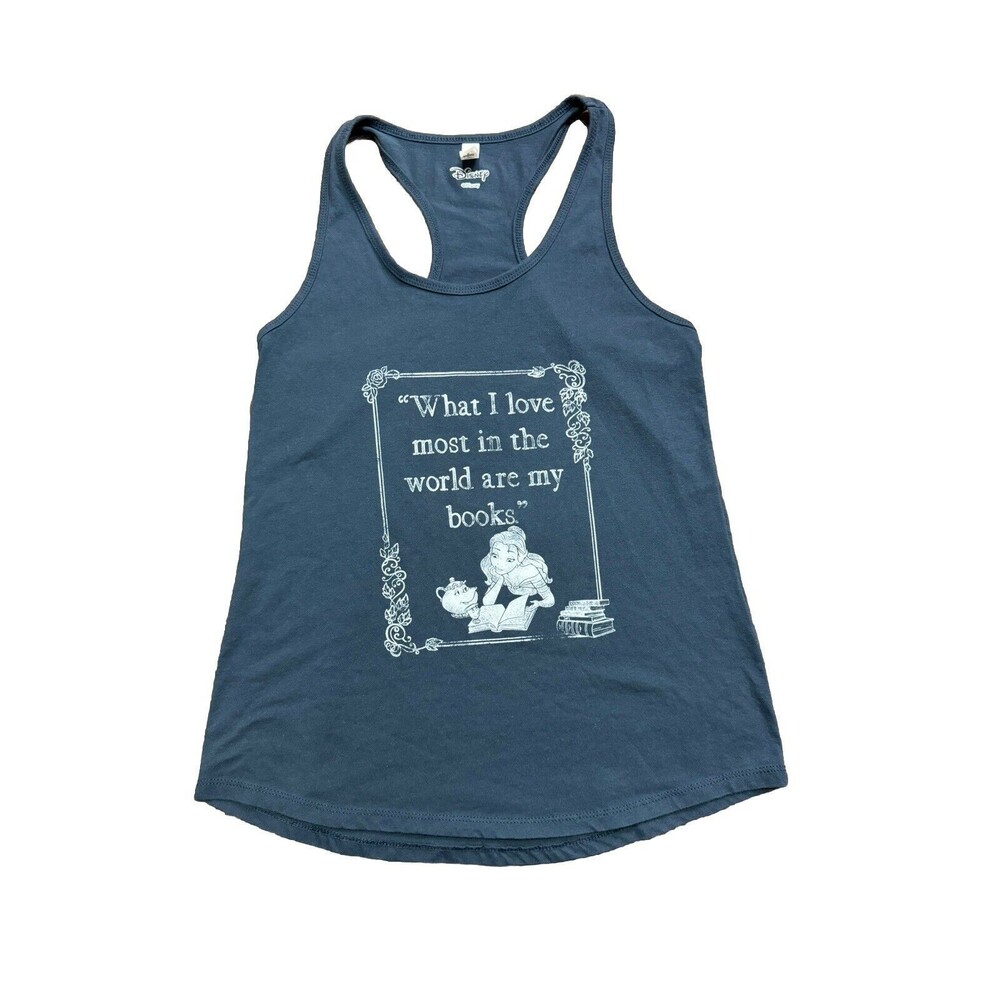 Disney Women’s Navy Blue Tank Top with Belle Book Quote - Picture 2 of 5